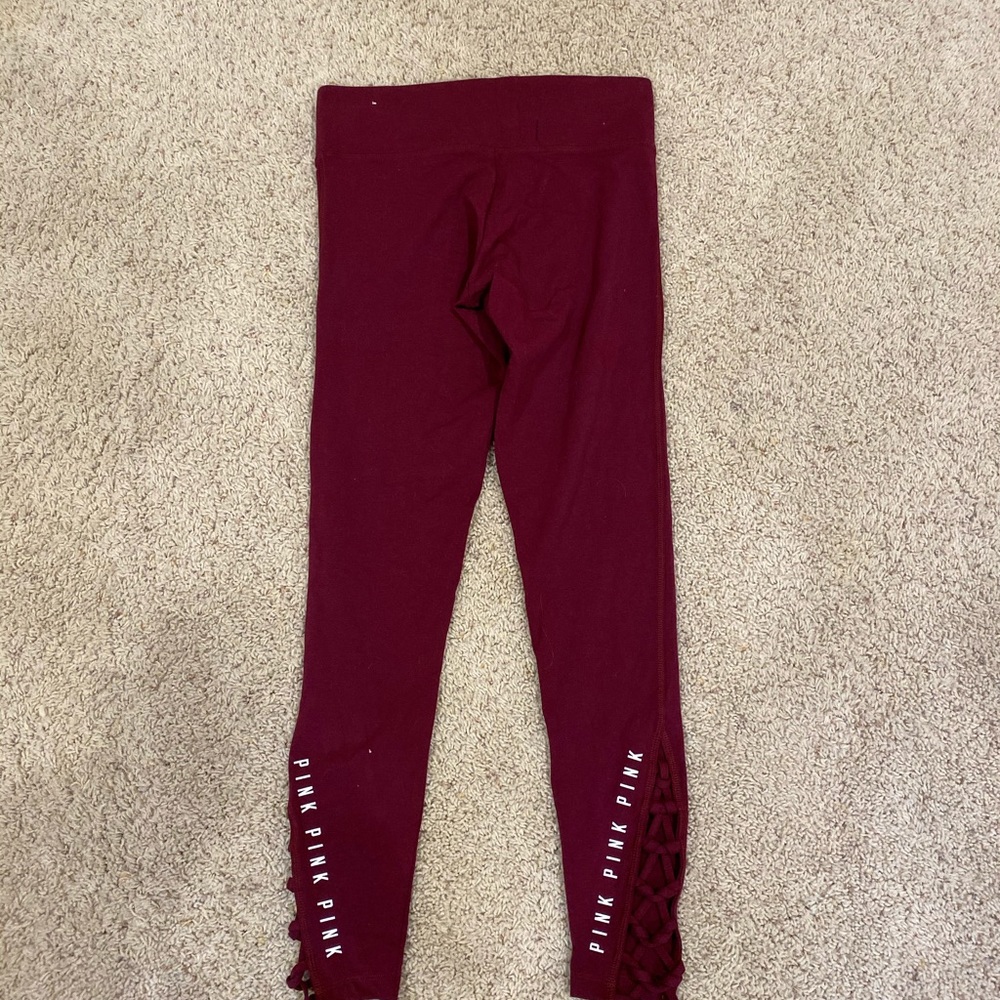 Victoria Secret PINK Yoga Leggings MAROON - Picture 6 of 6